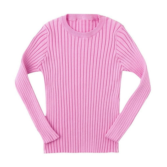 QIPOPIQ Girls Clothes Clearance Toddler Kids Baby Girls Ribbed Knit Sweater Soft Solid Warm Sweater Pullover