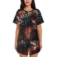 thumbnail image 1 of Fotbe Cool Tiger Conjunto de Pijama Estampado para Mujer, 2 Piezas, Ropa de Dormir con Camiseta de Manga Corta y Shorts Suaves-Large, 1 of 6