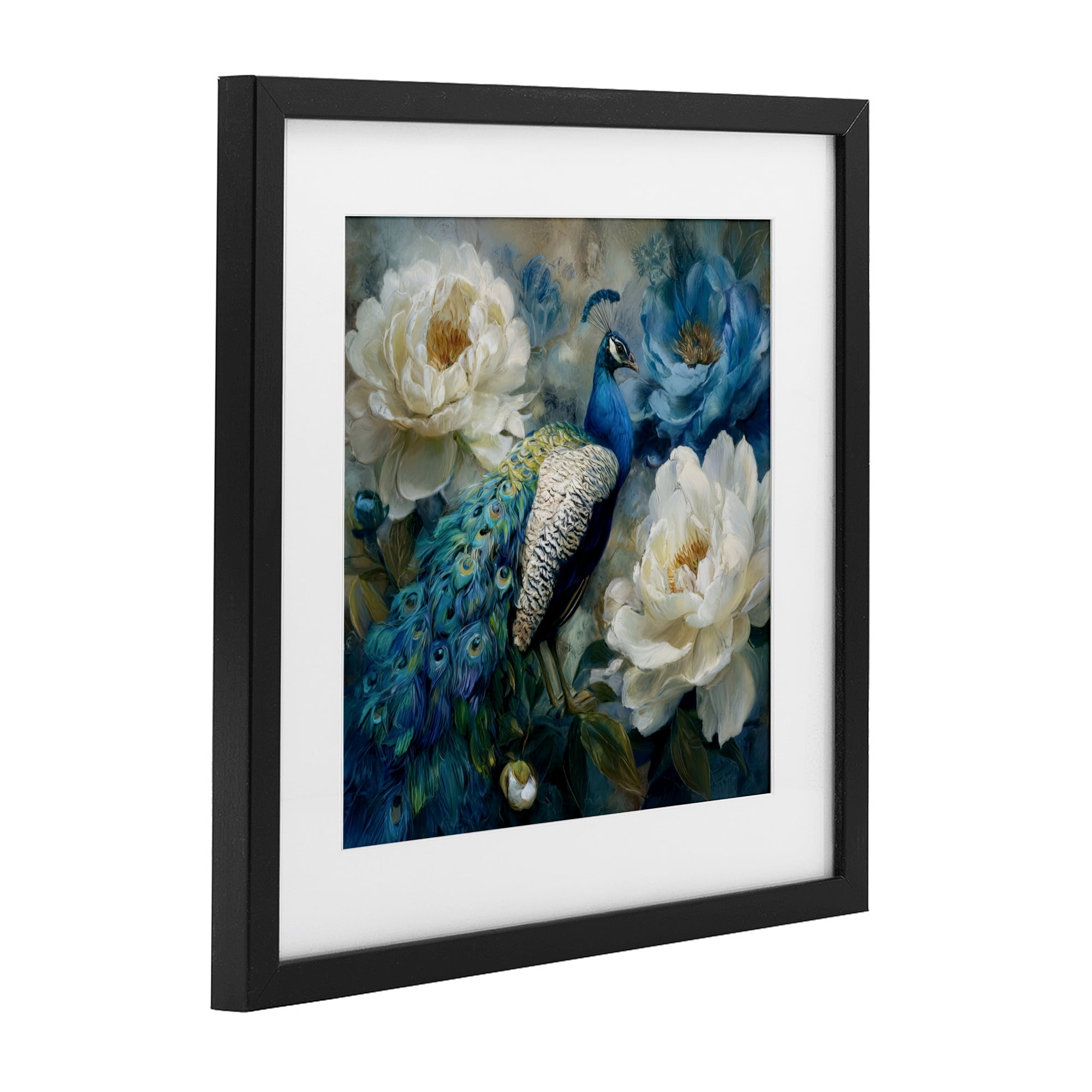 Stupell Industries Pretty Peony Peacock Black Framed Print Under Glass, design by Tina LeCour