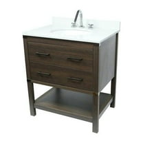 Bellaterra Home 808130-25-CO 25" Vanity In Gray Pine Top w/ Quartz & Oval Sink
