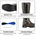 thumbnail image 4 of Dream Apparel Women's Motorcycle Riding Boots Knee High Boots Biker Boots Lace Up, 4 of 5
