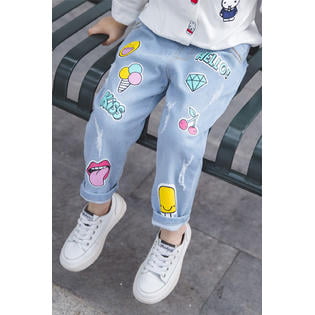 Baby Girls Cartoon Pattern Comfortable Jeans