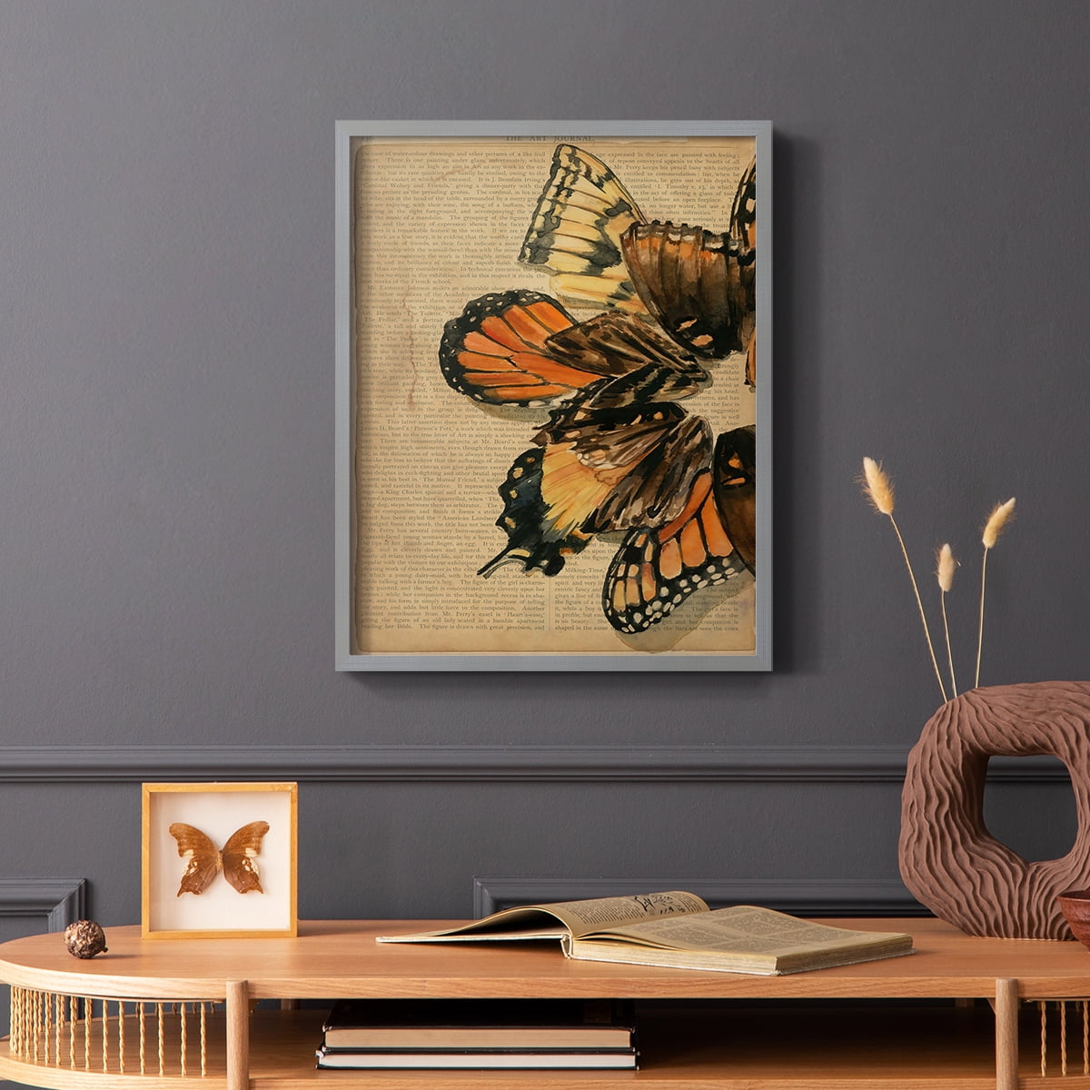 Winged Wreath II Framed Print - Solid Wood in Single Picture Frame Solid Wood 2 Framed Print