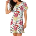 thumbnail image 2 of Fotbe Christmas Cute Pigs Bata de Dormir para Mujer con Estampado, Camisón de Algodón de Manga Corta, Ropa de Dormir Casual, 2 of 6