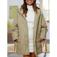 thumbnail image 5 of Women Long Diamond Quilted Hooded Jacket,Fashion Winter Coat Oversized Baggy, Warm Long Sleeve Jackets Light Green XL, 5 of 8