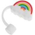 thumbnail image 1 of Silicone Straw Plug Drinking Dust Cap Cute Splash Proof Straw Tips Reusable Cartoon Plugs Cover Cup Accessories (Rainbow White）, 1 of 7