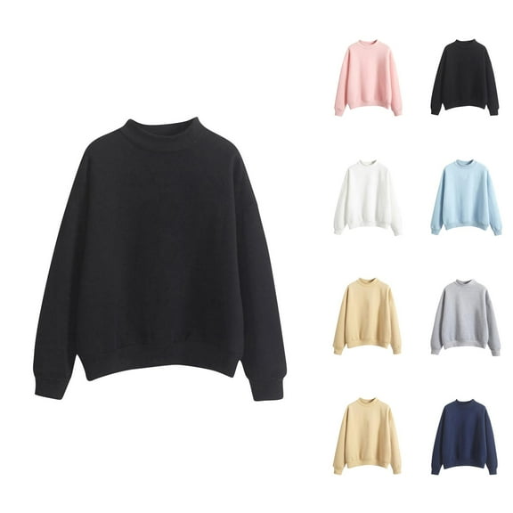Women's Sweatshirts 2025 Fall Winter Long Sleeve Turtleneck Solid Basic Pullover Tops Sweatshirt for Women