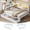 White&Full Size, variant on Twin Corner Bed Frame with Hidden Storage Headboard and 3 Drawers, Metal Corner Daybed with LED Lights & Charging Station, Twin Size Upholstered Bed Frames for Teens/Adults, Black