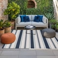 thumbnail image 2 of Navy Blue Beige Outdoor Rug for Patio/Deck/Porch, Non-Slip Large Area Rug 5 x 7 Ft, Retro Simple Abstract Vertical Stripes Indoor Outdoor Rugs Washable Area Rugs, Reversible Camping Rug Carpet Runner, 2 of 8