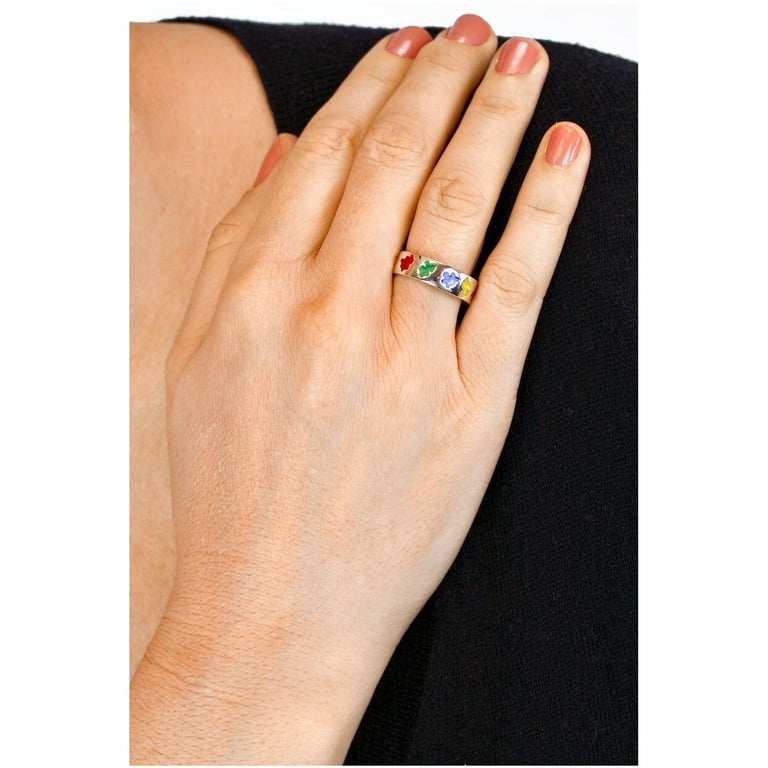 Puzzle Piece Autism Awareness Sterling Ring