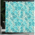 thumbnail image 4 of Ambesonne Antique Shower Curtain, Paisley Blue Flowers, 69"Wx70"L, Aqua Teal, 4 of 5