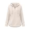 thumbnail image 6 of Women Waffle Knit Quarter Zip Hoodie Sevevn Drawstring Kangaroo Pocket Long Sleeve Loose Fit Casual Oversized Pullover Sweatshirt, 6 of 6