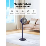 Airmate 9 Pedestal Fan with Remote, DC Motor, 12 Speeds, Quiet 25dB, 80° Oscillation, Adjustable Height 12-37, High Airflow, Dark Blue