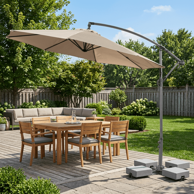 Gandia 10ft. Patio Cantilever Umbrella with Cross Base, Beige