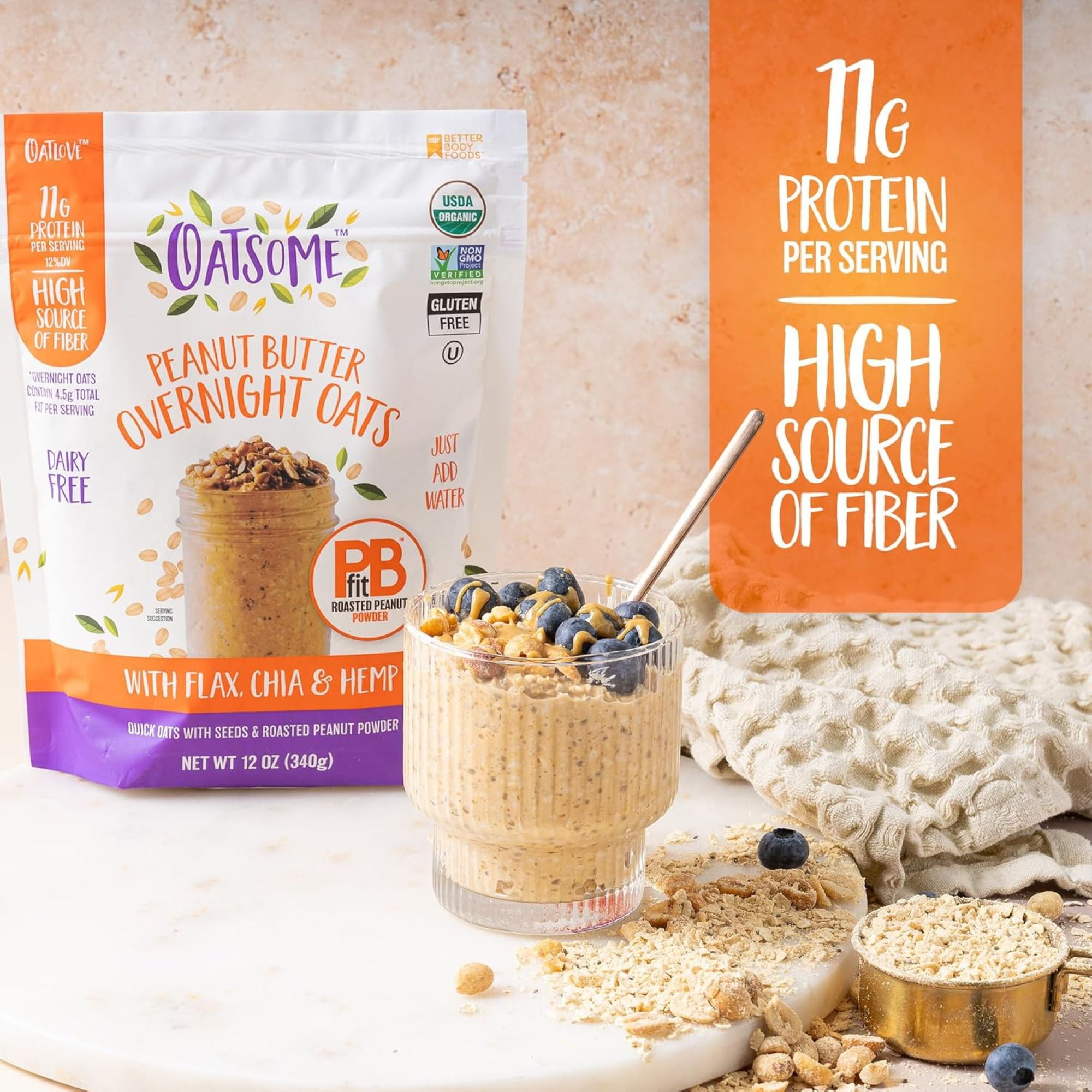 Oatsome PBfit Peanut Butter Overnight Oats with Chia Seeds