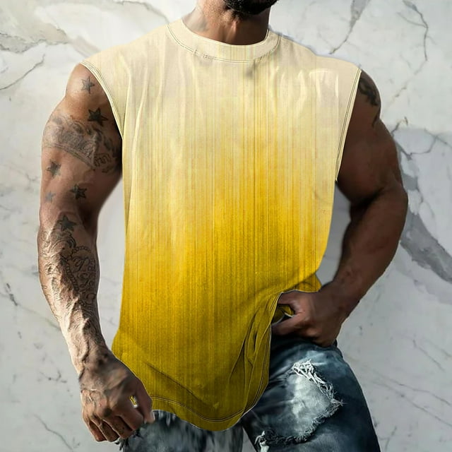 Boovnll Débardeurs Hommes, Mode Décontractée Imprimée Chandail Col Rond Sport Sans Manches, Débardeur Hommes, Chemises Sans Manches pour Hommes, Débardeurs