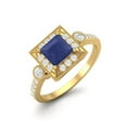 thumbnail image 2 of 1.27 Cts Blue Sapphire Square Solitaire Accent 925 Sterling Silver Gold Vermeil Valentines Day Gifts Rings, 2 of 3