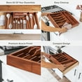 thumbnail image 3 of Premium Silverware, Flatware and Utensil Organizer for Kitchen Drawers, Expandable 14.5 to 25 Inches Wide, 10 Compartments, Food-Safe Premium Acacia Wood Finish Kitchen Storage Tray, 3 of 13