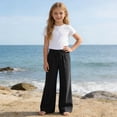 thumbnail image 6 of breaise Girls Linen Pants Summer Beach Lounge Palazzo Trousers Loose Fit Elastic Wide Leg Pants with Pockets, 6 of 9