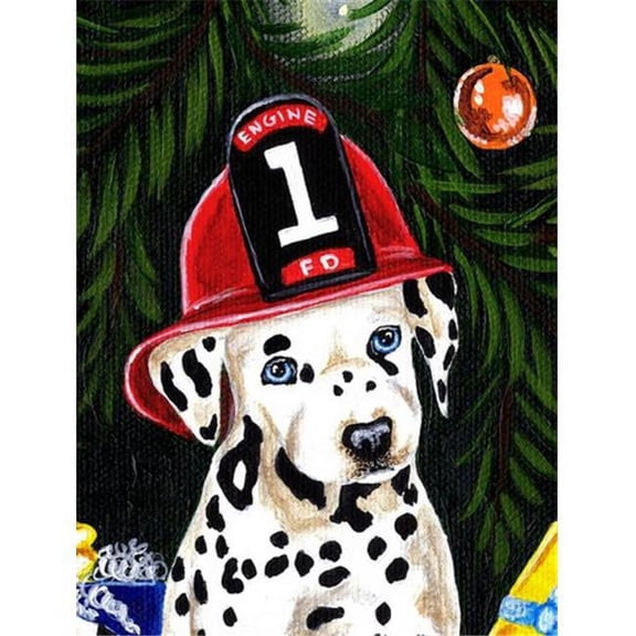 Carolines Treasures AMB1317GF Fire Fighter Christmas Dalmatian Flag Garden Size  Small multicolor