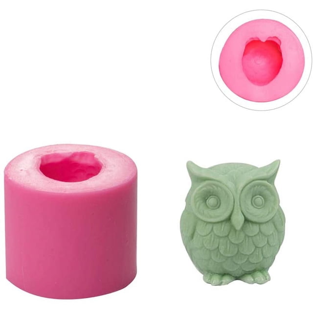 Molde de silicona para fundición de velas, 1 pieza de molde con forma de búho 3D, molde de silicona cilíndrico para fabricación de velas artesanales