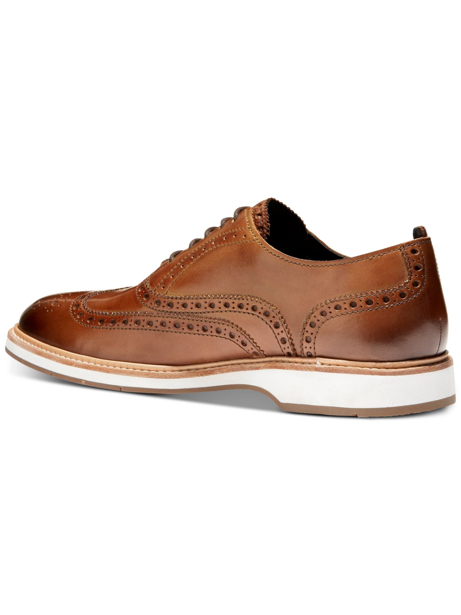 COLE HAAN Mens Brown Wingtip Toe Cushioned Morris Round Toe Block