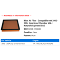 thumbnail image 2 of Main Air Filter - Compatible with 2002 - 2004 Jeep Grand Cherokee VIN J Naturally Aspirated GAS 2003, 2 of 2