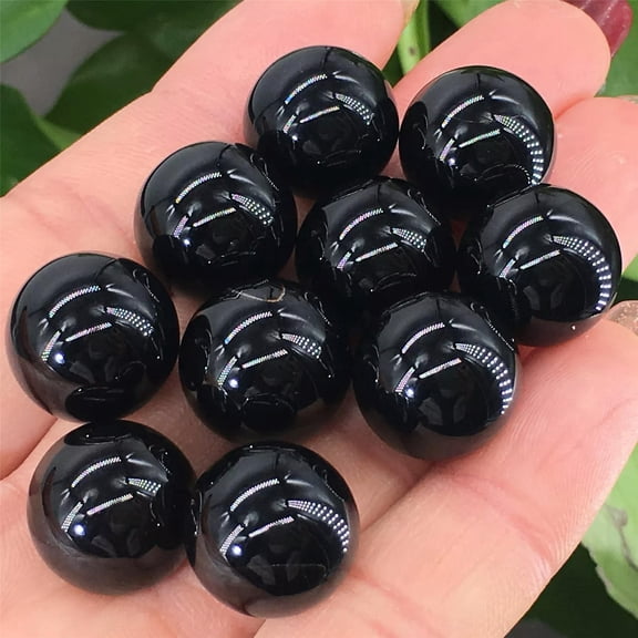 MATROOY 20PCS Obsidian Round Chakra Stones Crystal Sphere Ball Reiki Healing Natural Gem