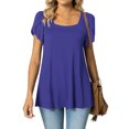 thumbnail image 2 of Womens Summer Petal Sleeve Tops Square Neck Solid Color Casual Office Work Blouses Loose Dressy Basic Tunics T Shirts, 2 of 6