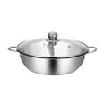 thumbnail image 1 of DOLITY Hot Pot Pan Dish with Lid Shabu Shabu Divider Hot Pot Kitchenware Cookware Stock 28cm 2 compartments, 1 of 9