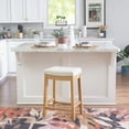 thumbnail image 3 of Linon Cessford 26" Backless Indoor Wood Counter Stool, Rustic Brown/Linen Woven, 1 Stool, 3 of 15