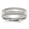 thumbnail image 3 of 925 Sterling Silver 7mm Comfort Fit Double Milgrain Band Ring Size 9, 3 of 6