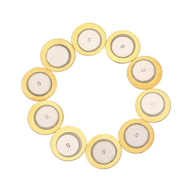 COMPUKAS 10 Pcs Yellow Piezo Disc Round Shape Vibration Sensors For Stomp Box 29mm Diameter