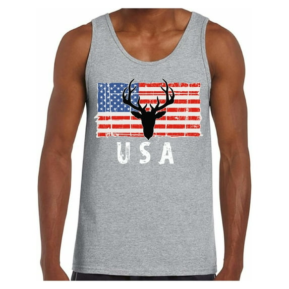 Awkward Styles Hunting Deer USA Men Tank Top Free to Be Me Pro America Shirt for Men I'm American Retro USA Men Tank 4th of July Gifts Hunting Top for Men Proud American USA Flag Men T shirt