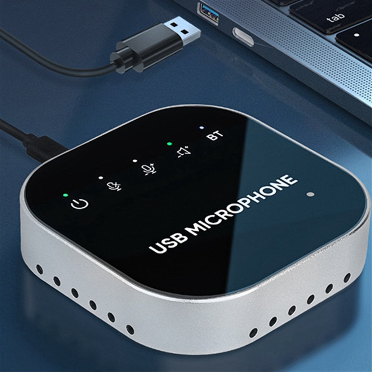 Desktop USB Conference Speakerphone BT Microphone 360° Omnidirectional Condenser Computer Mic with Speaker