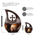 thumbnail image 2 of MUKTIVE Wolf Memorial Urns for Adult Male - Large Brown Funeral Urns for Human Ashes Adult Female - Cross Drop Burial Urn for Ashes for Women - Cremation Urn for Mom & Dad - 10 Inch, 2 of 7