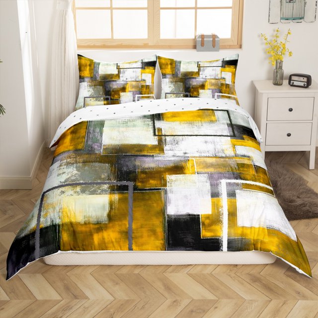 Erosebridal Abstract Ombre Comforter Cover Full, Futuristic Striped Duvet Cover Full, Geometry Decor, Reversible(No Comforter)