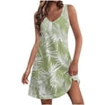 thumbnail image 1 of Vestido de Playa de Mujer para las Imágenes de la Moda de Verano de Bolsillo de Impresión sin Mangas Vestido de Cuello en V, Poliéster, 1 of 7