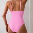 thumbnail image 3 of Hvot&aat Women Summer Solid Color Swimwear Twist Tummy Control One Piece Swimsuits Sexy Deep V Neck Backless Bathing Suits, 3 of 4