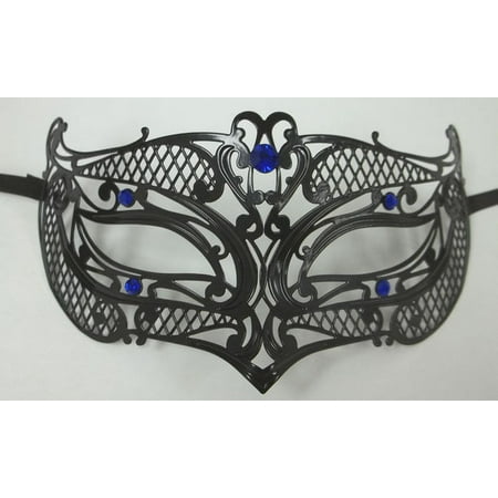 - Male Small Black Blue Laser Cut Venetian Masquerade Metal Filigree Mask Men Boys