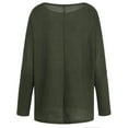 thumbnail image 3 of Haut Tricoté à Manches Longues Col Rond Extensible Ample Décontracté Respirant Simple Élégant Pull pour Femmes Vert Foncé TG, 3 of 8