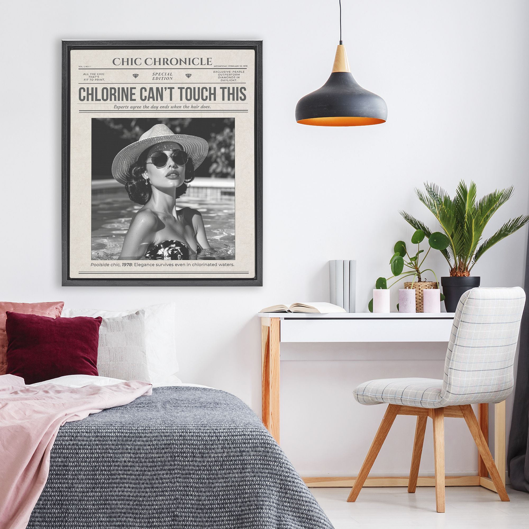 Chic Chronical Vintage Magazine Black Framed Floater Canvas Wall Art, design by A Barefoot Stylist