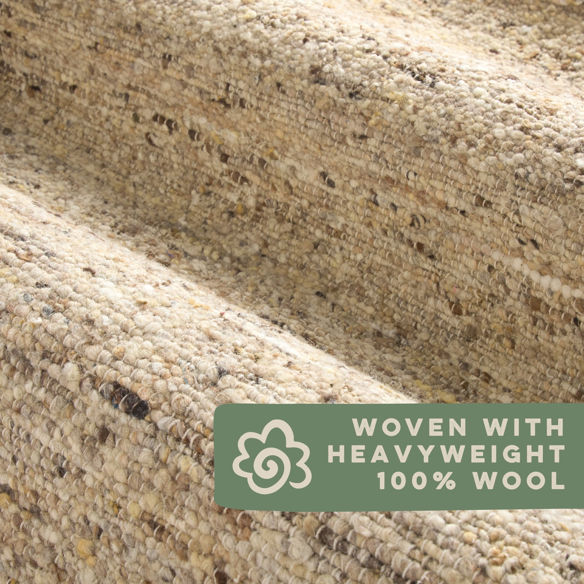 TOWN & COUNTRY TERRA Montana Textured Border Handcrafted 100% Wool Area Rug, Beige/Light Brown, 8'x10'