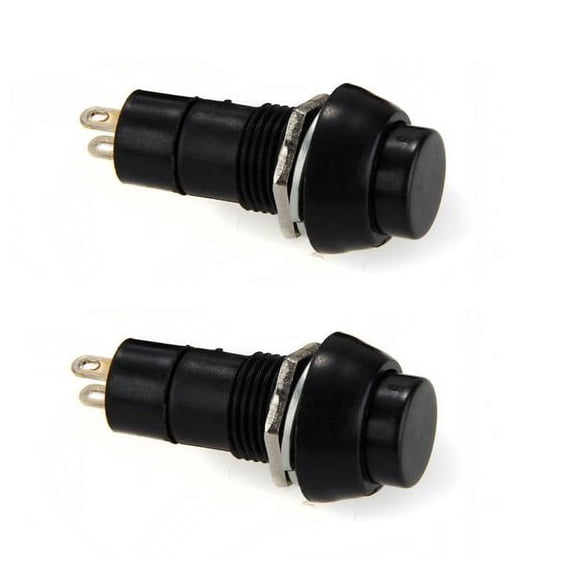 2x Black Round Push Button 12V Car Horn Momentary Reset Switch Bolt-On 3A/250VAC