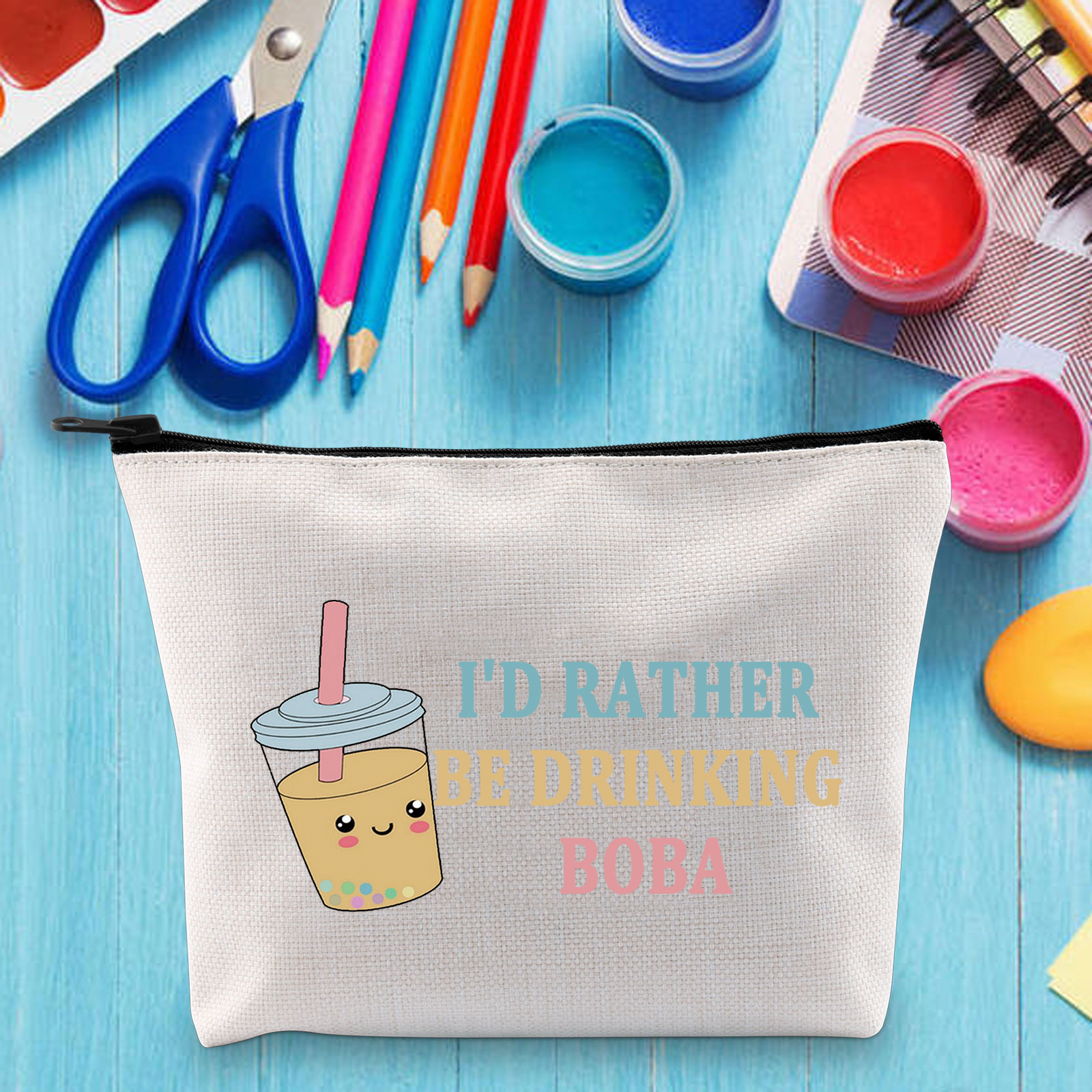 LEVLO Boba Tea Kosmetiktasche - Kawaii Design, Mit Reißverschluss, 23x17 Cm, Perfektes Geschenk Für Teeliebhaber