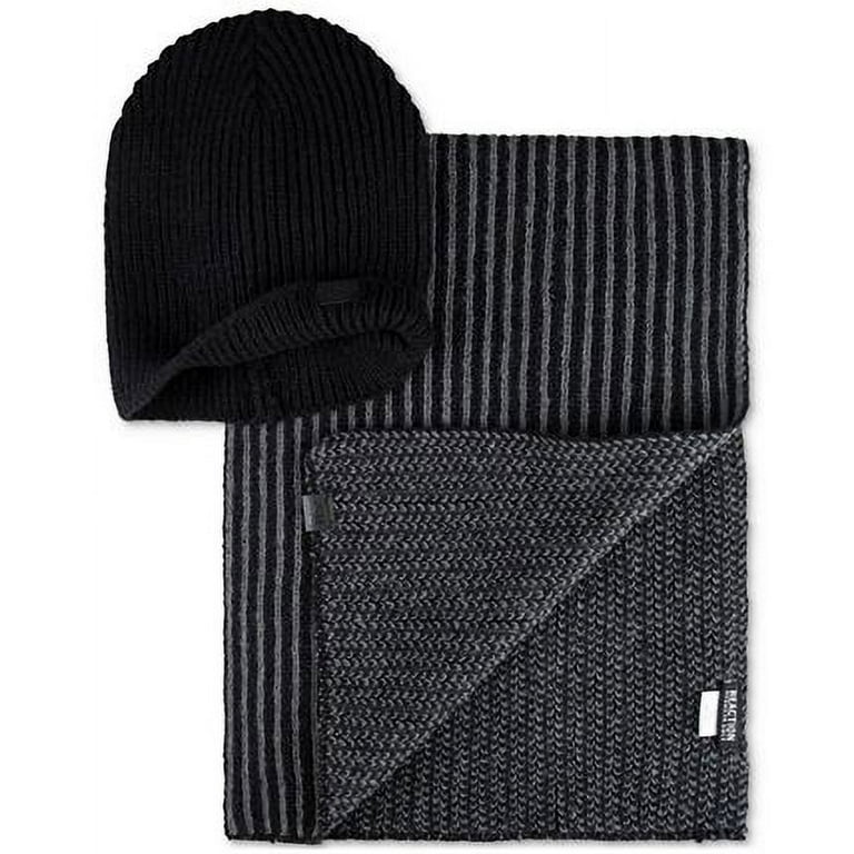 Kenneth Cole Reaction Mens Herringbone Beanie Hat Scarf Set