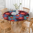 thumbnail image 3 of Pioneer Flower Floral Print Pattern Round Fitted Tablecloth with Elastic Edge,Dining Table Cover Waterproof,Outdoor Round Tablecloth for Camping,Dining,Indoor and Outdoor, 3 of 7