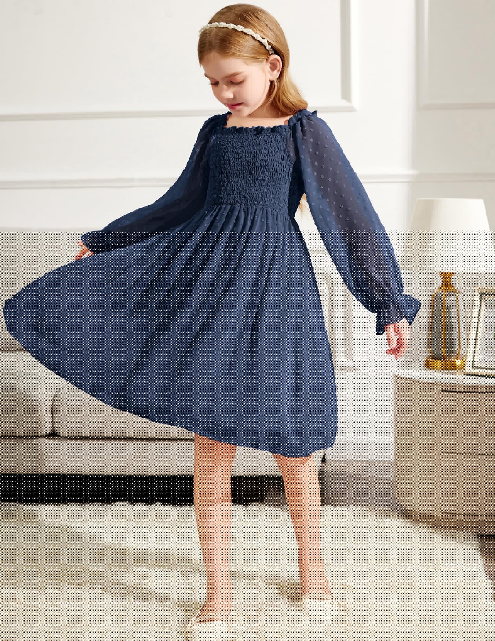 thumbnail image 6 of Arshiner Girl Tulle Dress Winter Long Sleeve Teen Girls Party Casual Dresses, 6 of 6