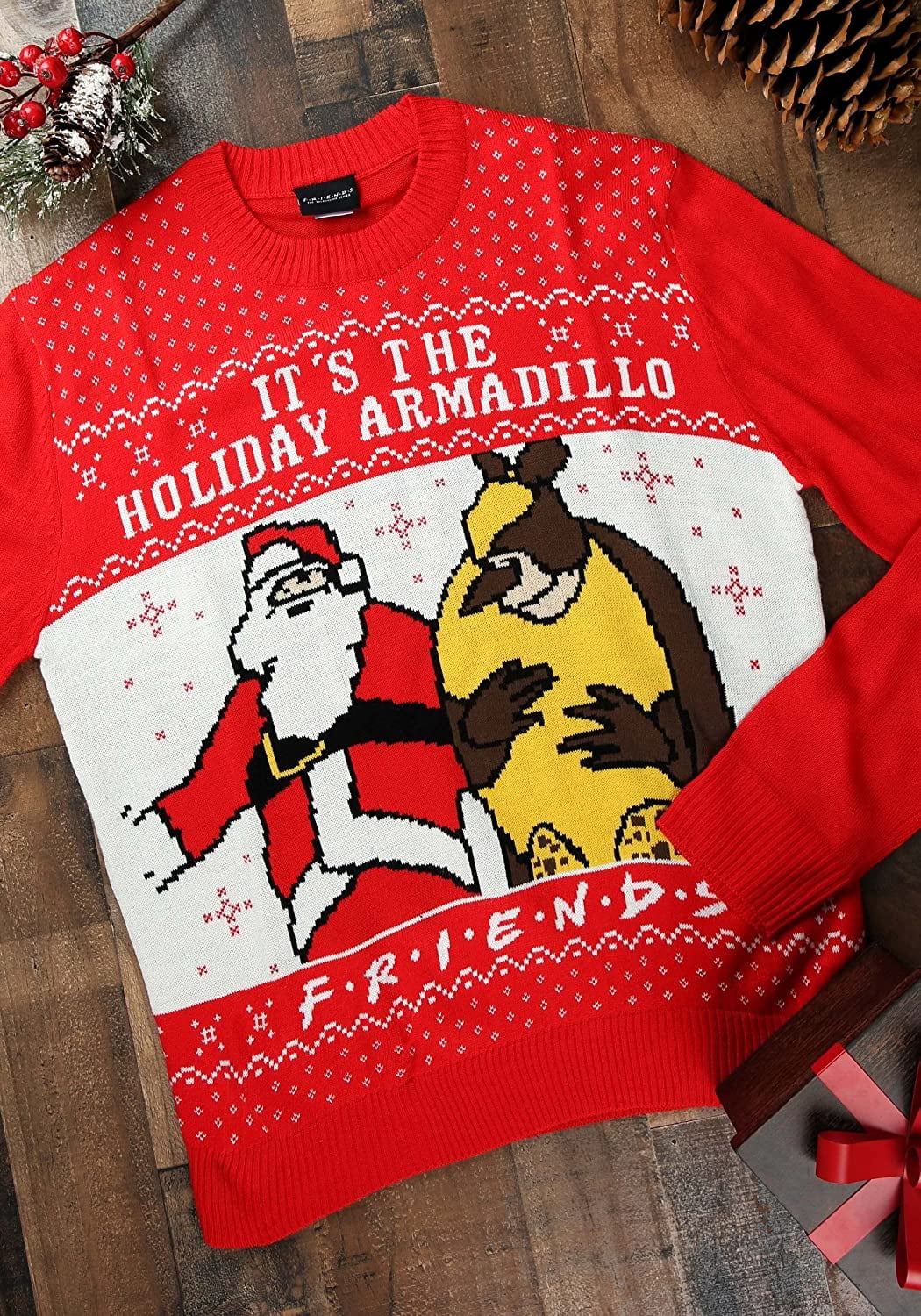Friends Holiday Armadillo Adult Christmas Crew Sweater X Large Walmart
