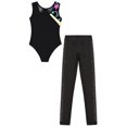 thumbnail image 4 of Hansber Kids Girls Gymnastics Outfit Sequin Dance Leotard with Sparkly Rhinestones Leggings Skating Yellow 12, 4 of 5